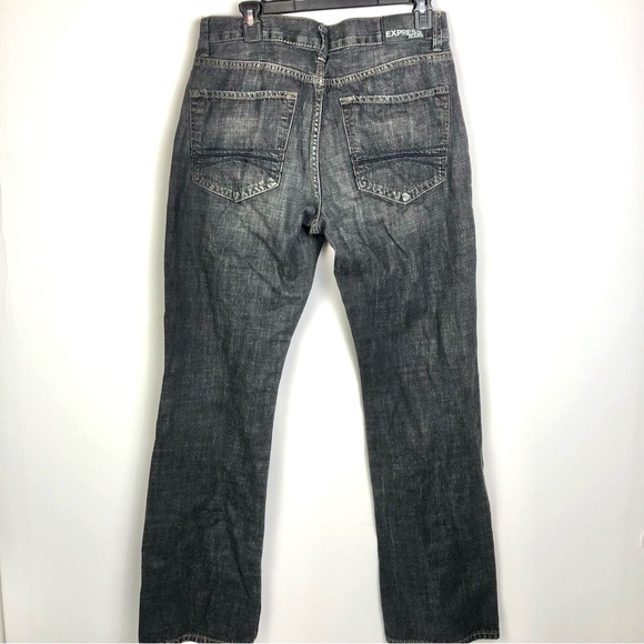 Express Mens Gray Slim Low Rise Bootcut Rocco Jeans 32x34 - Picture 3 of 6